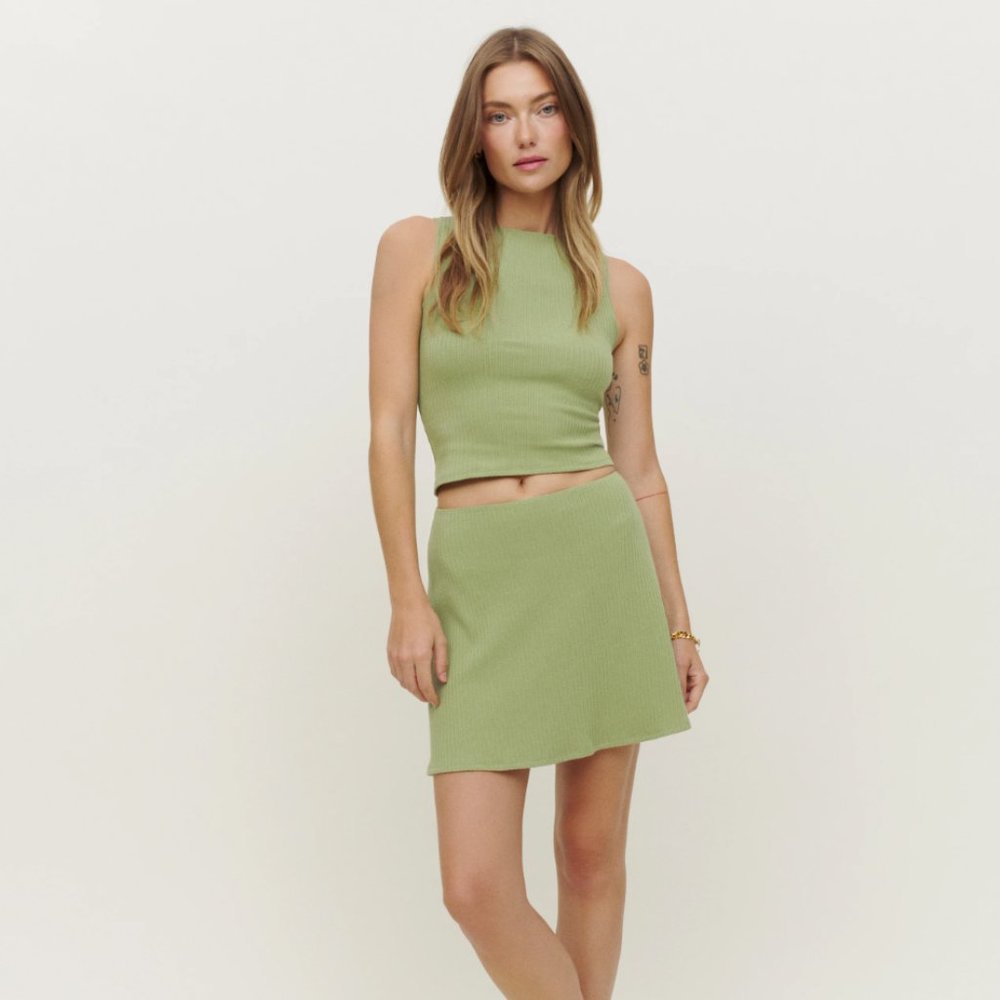 Reformation Andres Knit Two Piece, Crocodile